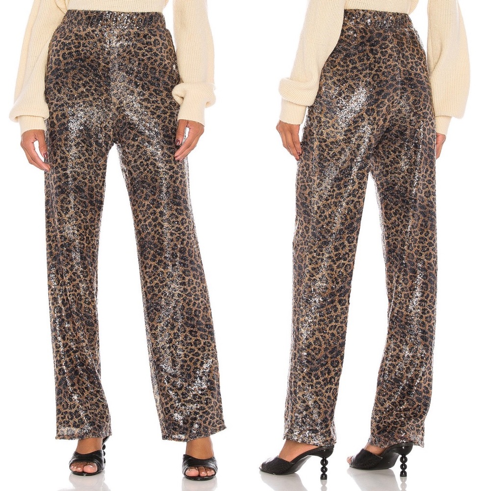 LPA Logan Pant in Leopard High Rise Sequin NWT
